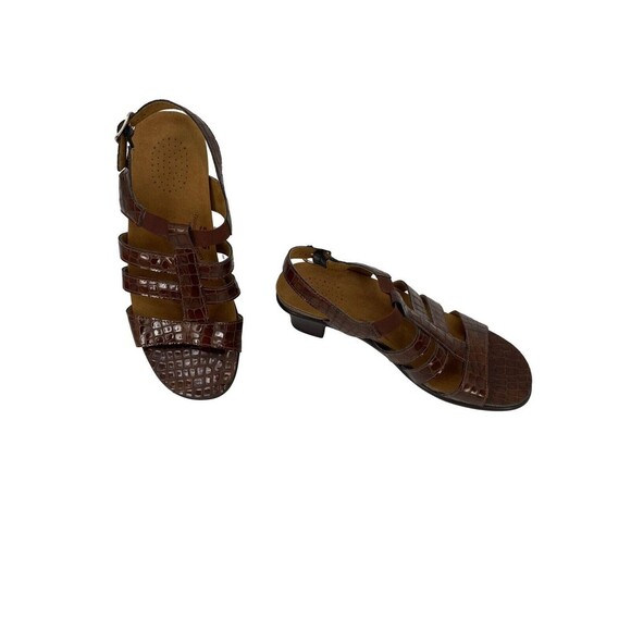 SAS Allegro Cognac Brown Strappy Croc Sandals Shoes Size 8M SUPER Nice! - Picture 2 of 6